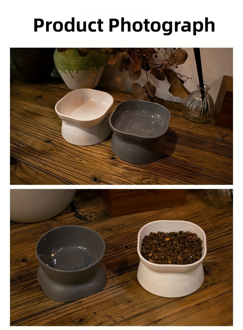 Ergonomic Anti-Spill Cat Bowl: Health-Conscious, Sleek Design for Food & Water