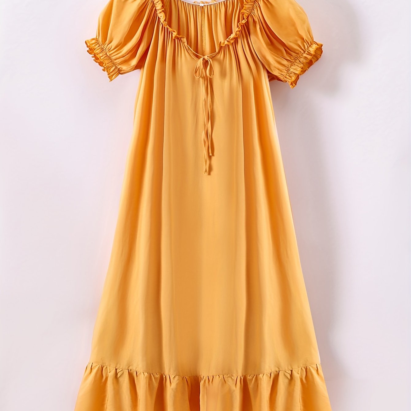 Romantic Lace Trim Princess Nightdress - Soft, Sweet, and Cute V-Neck Ruffle Hem Sleep Dress for Women - Comfortable, Breathable, and Relaxed Fit Sleepwear & Dresses for a Good Night's Sleep