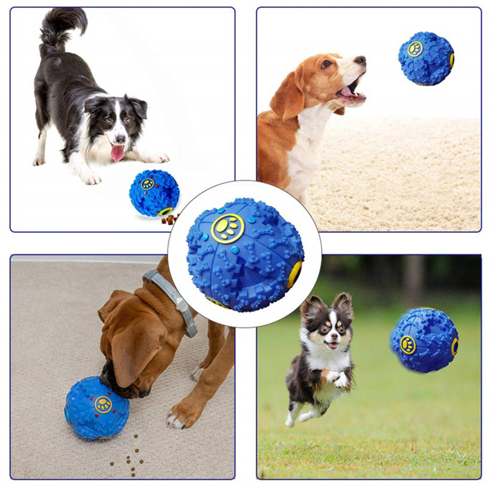 Interactive Dog Chew Toy Ball with Treat Dispenser - Durable Food-Dispensing Squeaky Toy for Teething Puppies & Dental Health, All Breeds, Black with Green & Yellow Patterns, Plastic Material