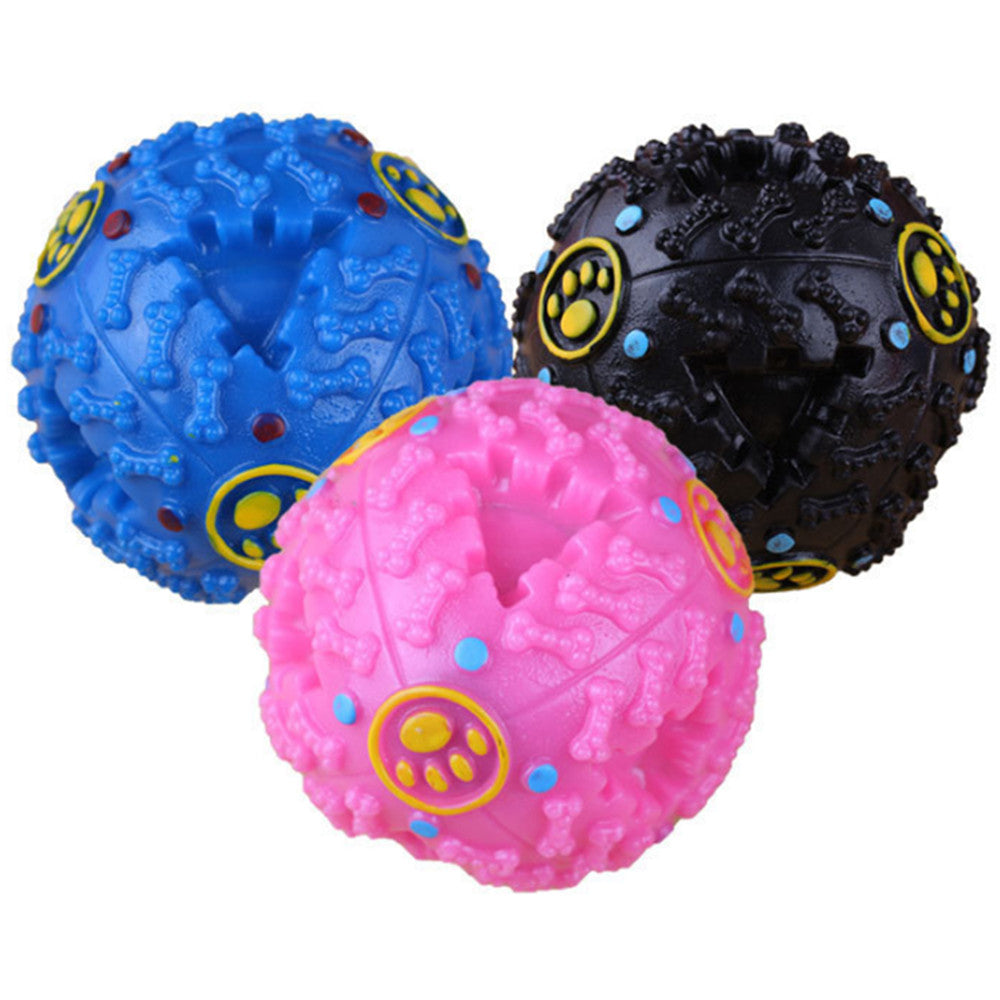 Interactive Dog Chew Toy Ball with Treat Dispenser - Durable Food-Dispensing Squeaky Toy for Teething Puppies & Dental Health, All Breeds, Black with Green & Yellow Patterns, Plastic Material