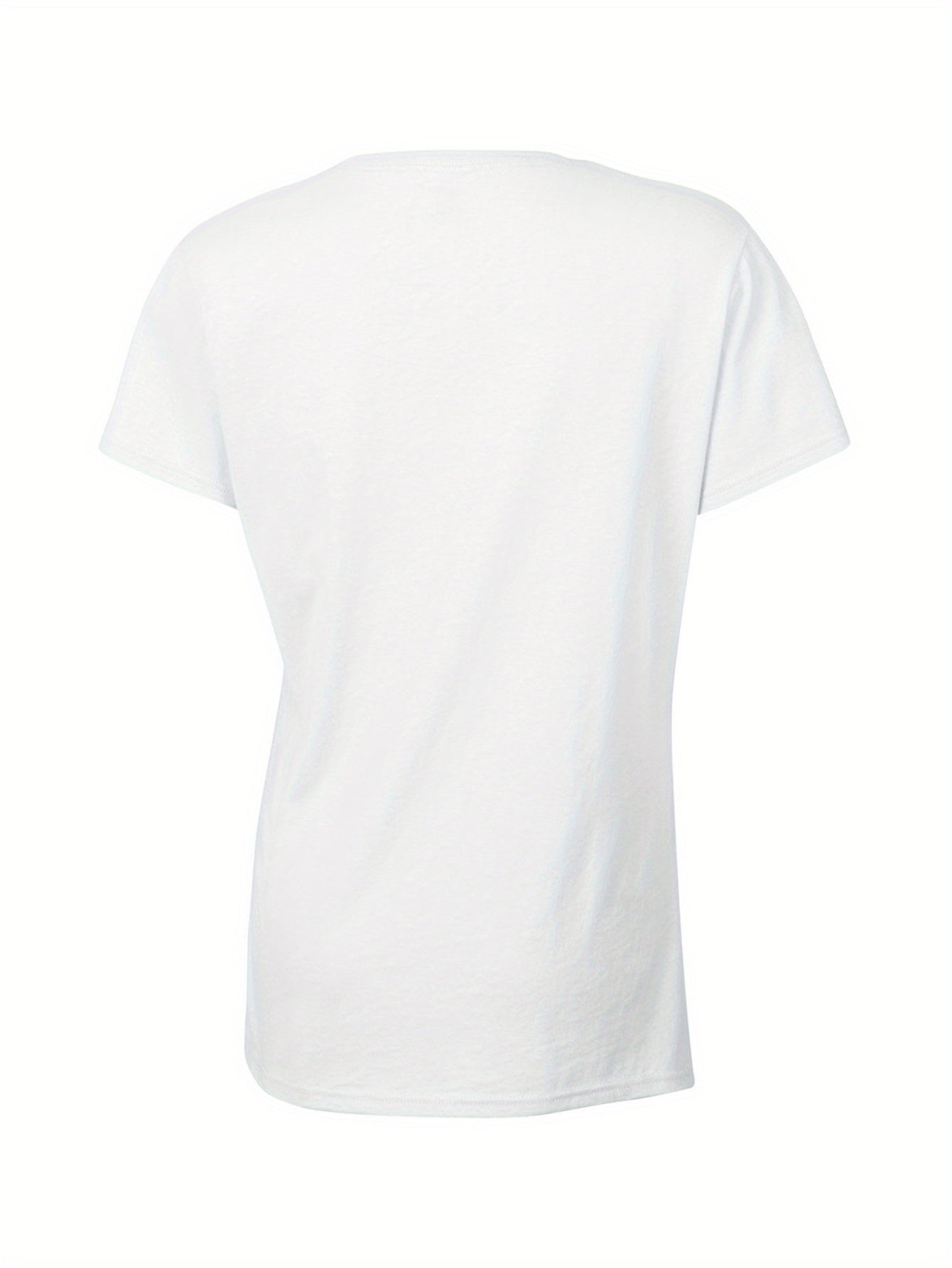 Chic Typographic Womens Tee - Comfy Cotton Crew Neck, Versatile Casual Spring & Summer Top