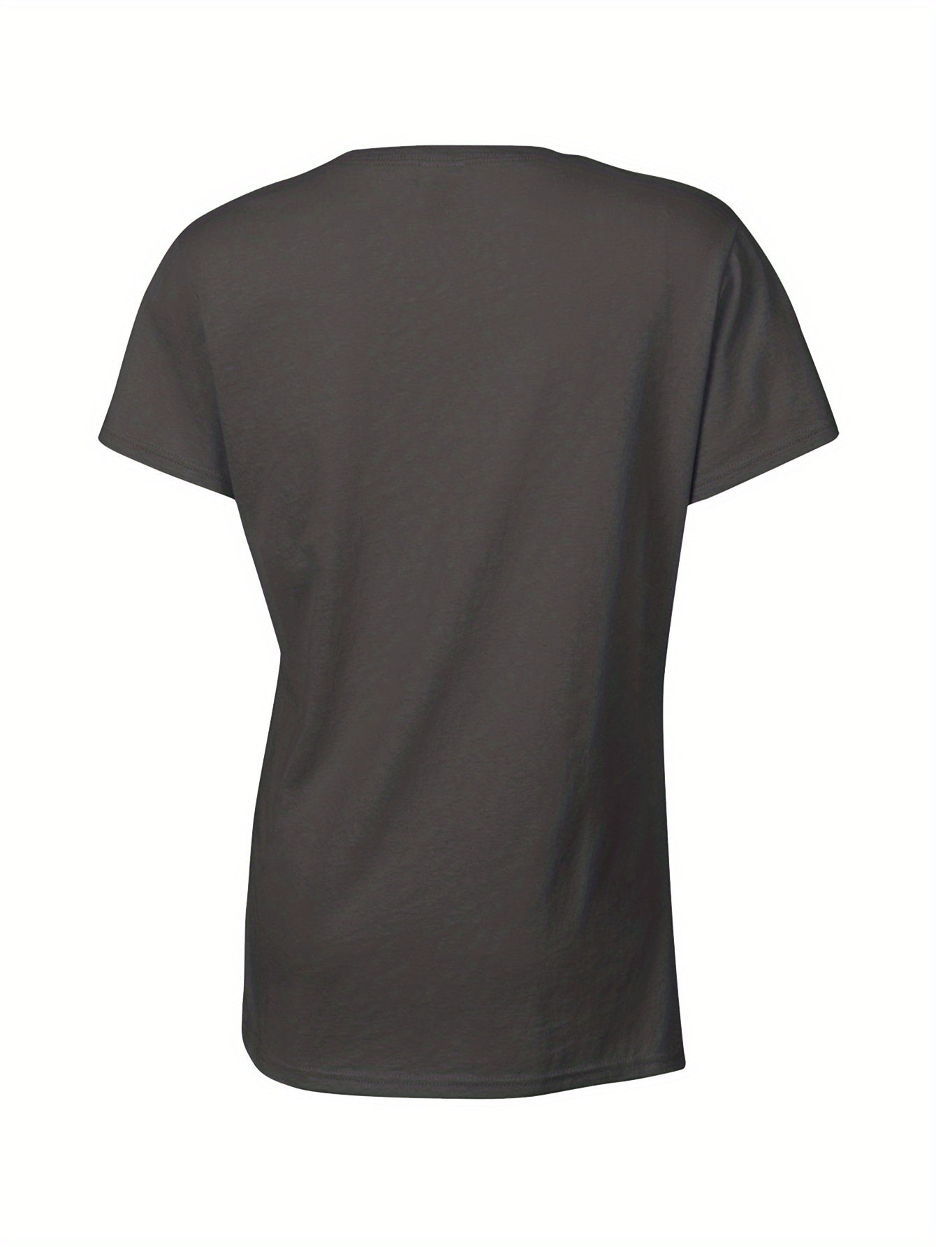 Chic Typographic Womens Tee - Comfy Cotton Crew Neck, Versatile Casual Spring & Summer Top
