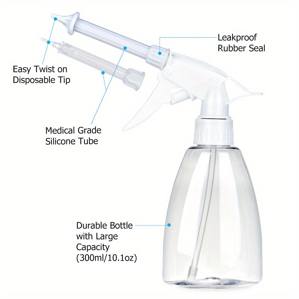 1 Set Of 10.14oz Conical Bottle Ear Washing Set With 7 Replacement Heads, Anti-splash, Easy To Use, Daily Home Health Care Must-have