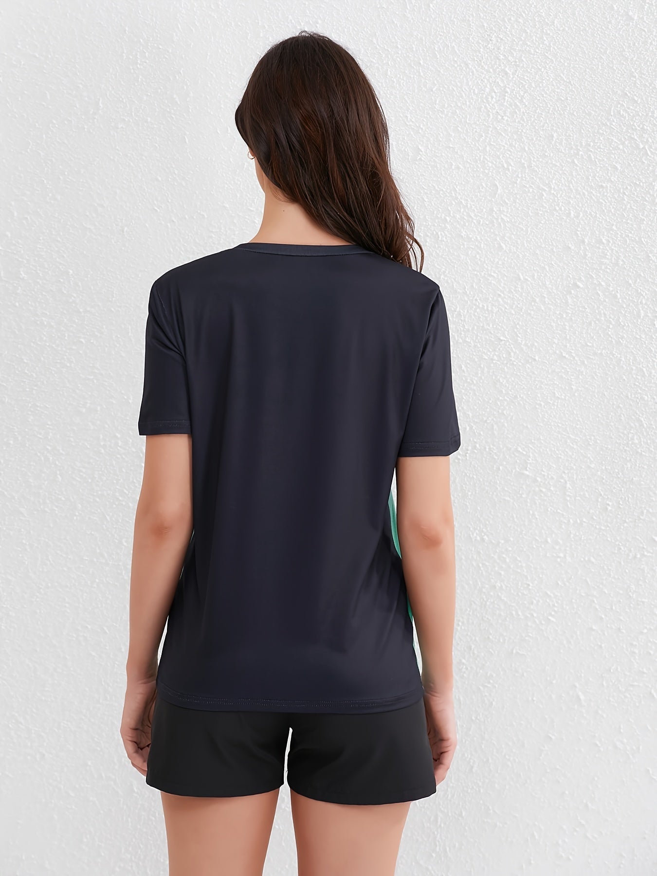 Women's Ombre Sports Tee, Gradient Shades, Casual Athletic T-Shirt, Short-Sleeve, Quick Dry, Breathable Fabric, Gym Wear, Running Top