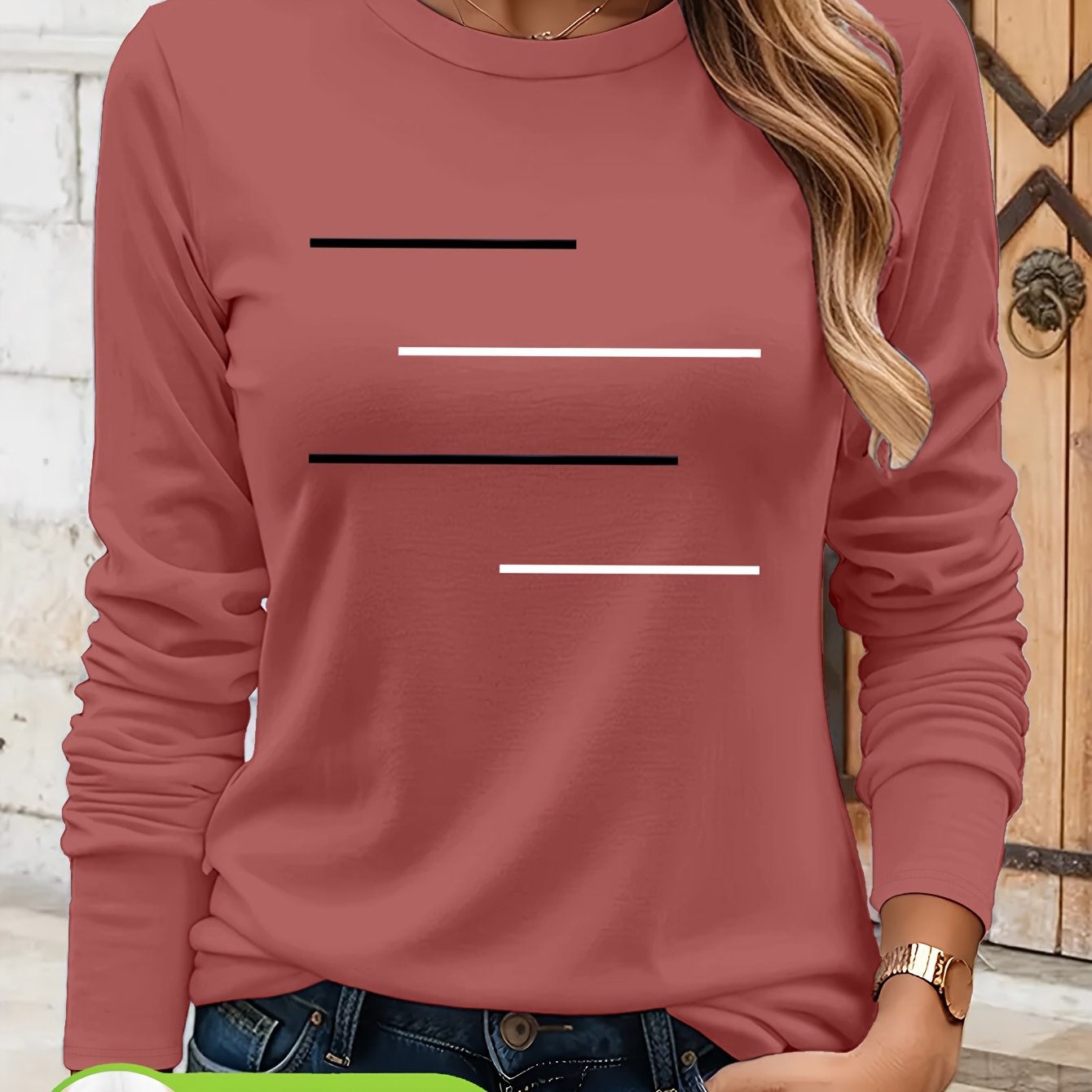 Women's Olive Green Long Sleeve T-Shirt - Minimalist Elegant Top, Soft Everyday Shirt for Casual & Formal Outfits - NC-13210, Allseason Top, Modern Fashion, Durable Clothing, Basic Blouse, Office Wear