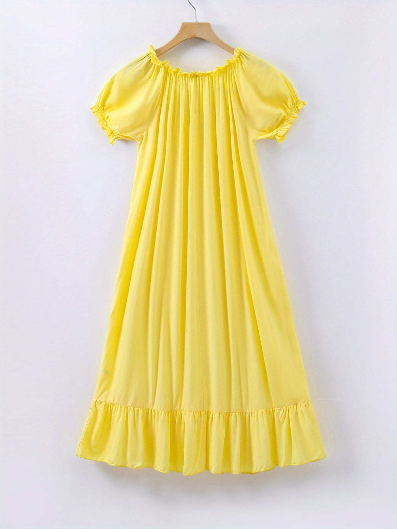 Romantic Lace Trim Princess Nightdress - Soft, Sweet, and Cute V-Neck Ruffle Hem Sleep Dress for Women - Comfortable, Breathable, and Relaxed Fit Sleepwear & Dresses for a Good Night's Sleep