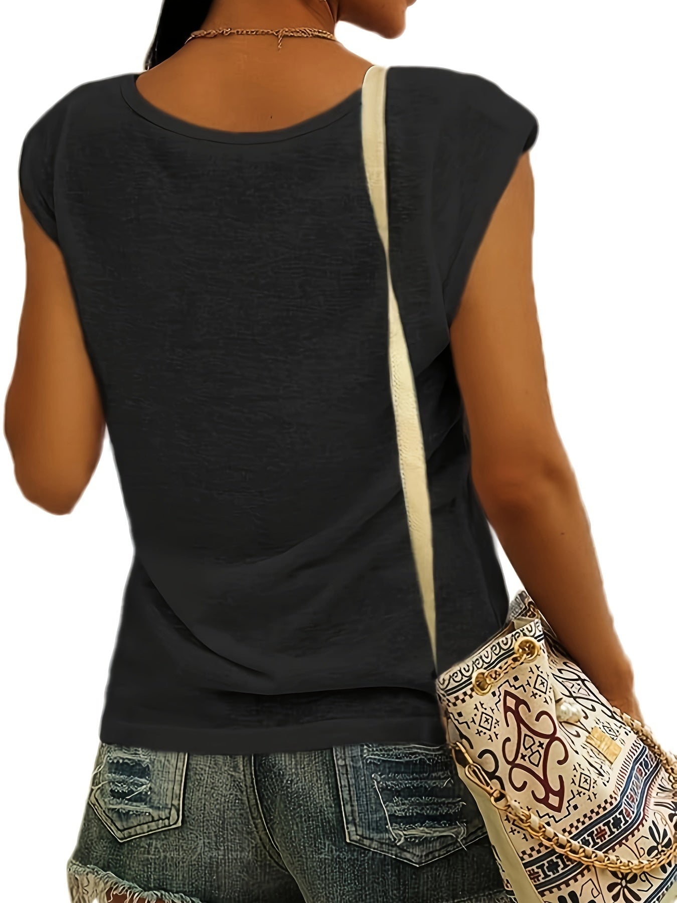 Newffr Summer Womens Tops Shirts - V Neck Cap Sleeve Blouses T-Shirt Casual Loose Fit Basic Shirts Tank Tops