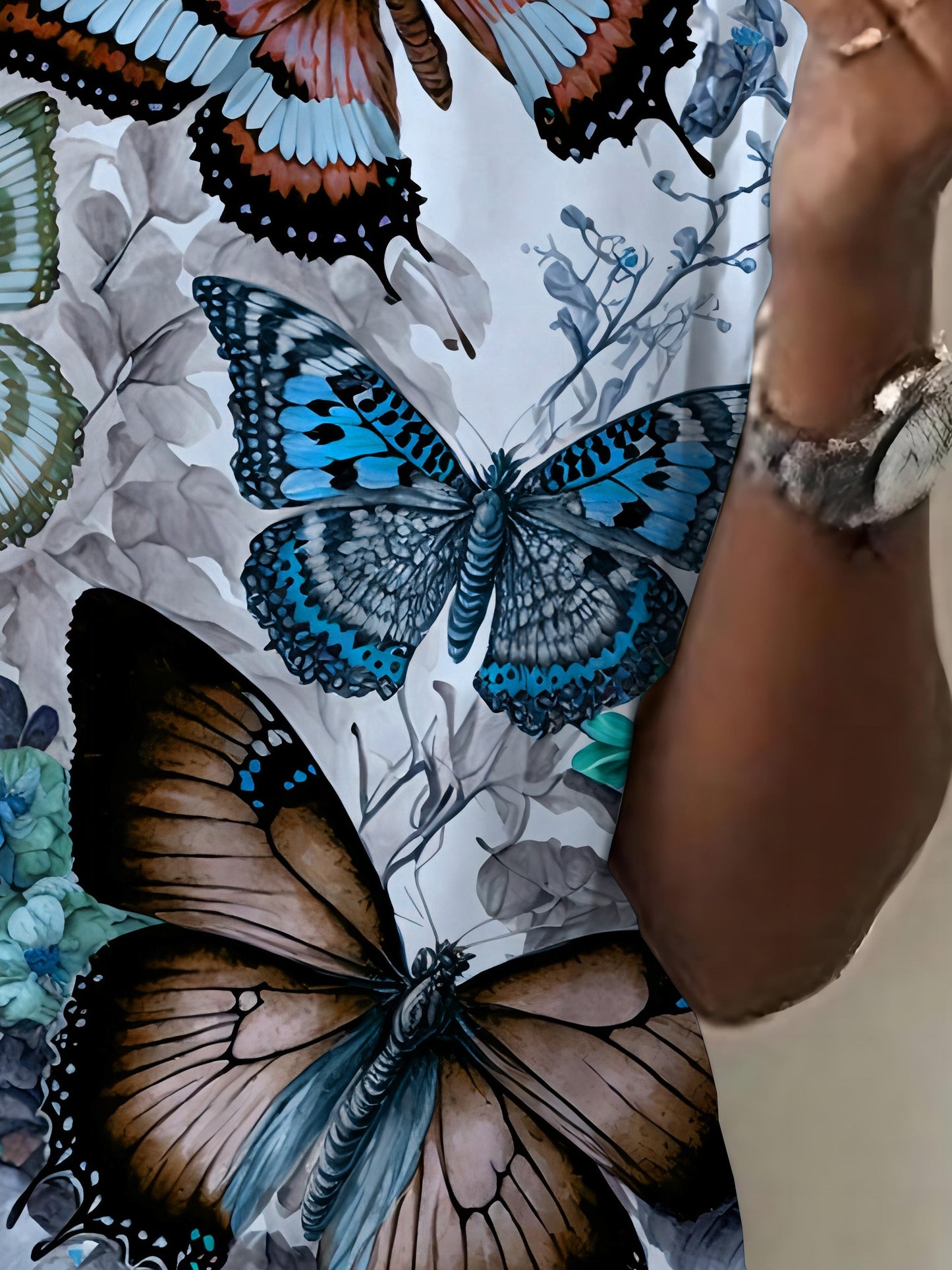 Women's Casual Butterfly Print T-shirt, 3D Printed Short Sleeve Top, Fashionable Crew Neck Tee for Daily Wear