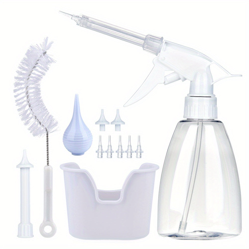1 Set Of 10.14oz Conical Bottle Ear Washing Set With 7 Replacement Heads, Anti-splash, Easy To Use, Daily Home Health Care Must-have