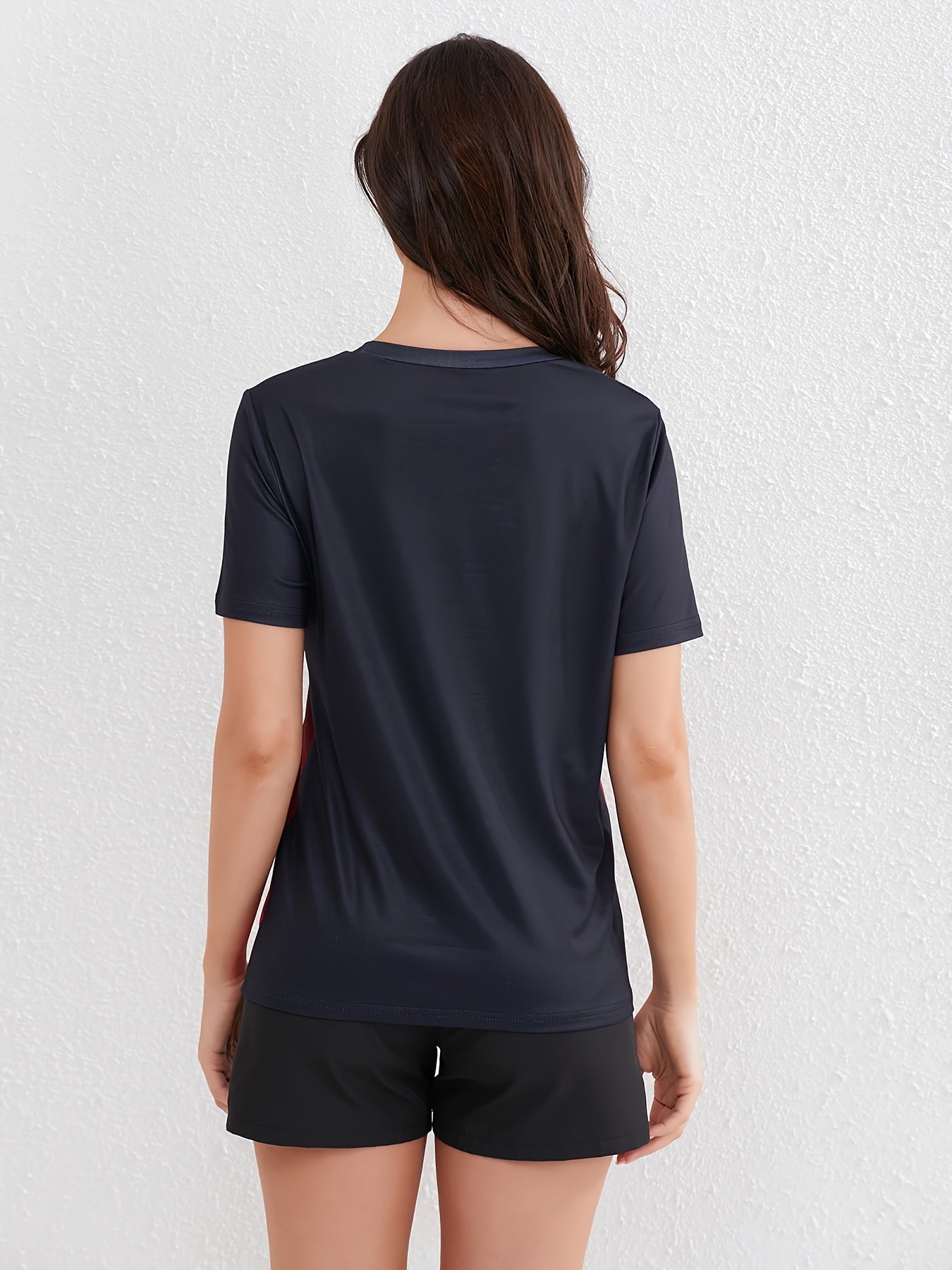 Women's Ombre Sports Tee, Gradient Shades, Casual Athletic T-Shirt, Short-Sleeve, Quick Dry, Breathable Fabric, Gym Wear, Running Top