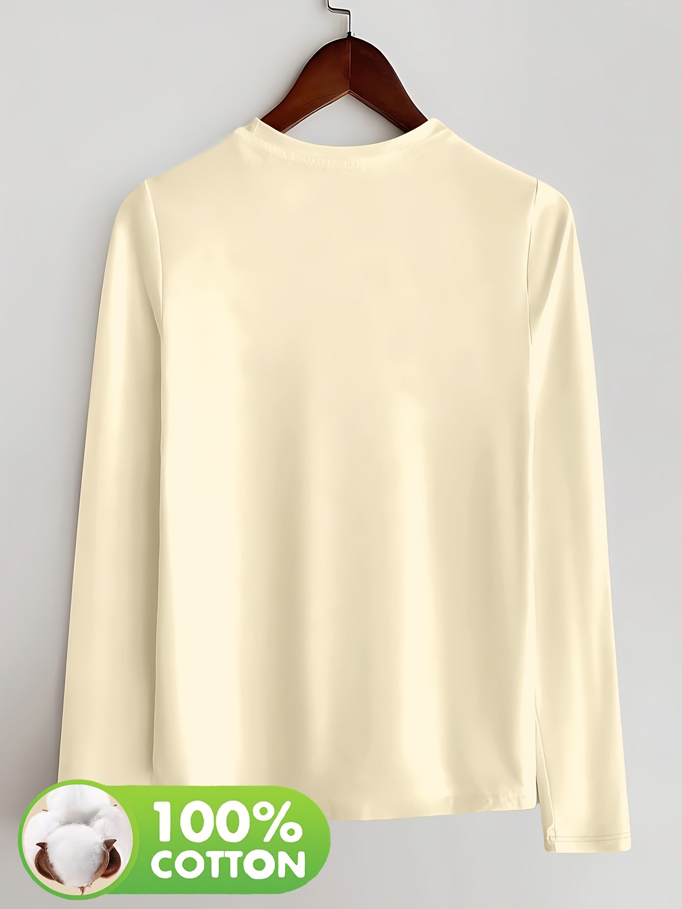 Women's Olive Green Long Sleeve T-Shirt - Minimalist Elegant Top, Soft Everyday Shirt for Casual & Formal Outfits - NC-13210, Allseason Top, Modern Fashion, Durable Clothing, Basic Blouse, Office Wear