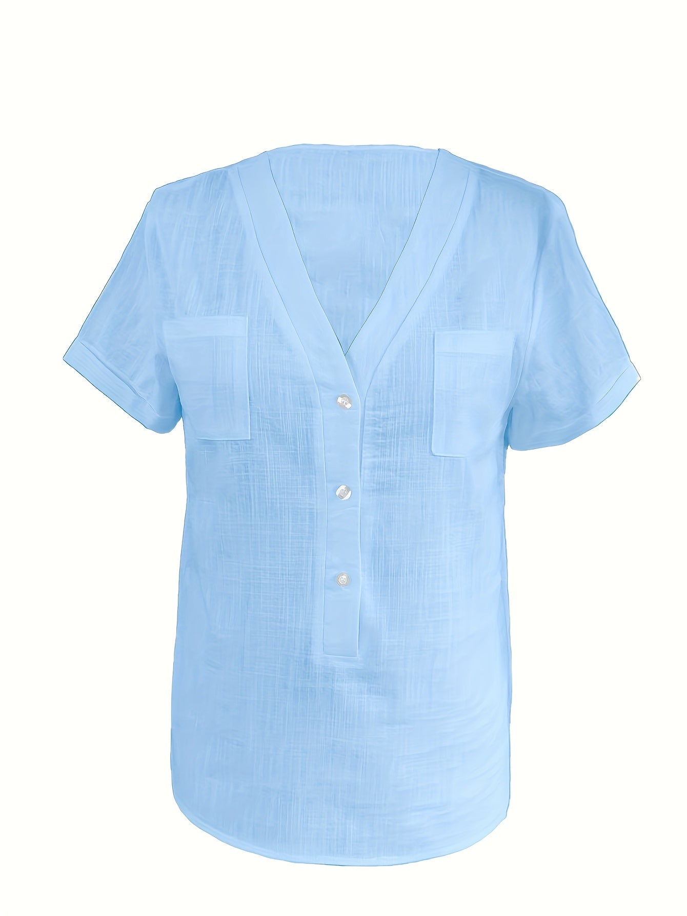 Women's Casual Blouse - Soft Pink Everyday shirt, Button-Front Placket, Non-Stretch Fabric for Office, Brunch, Lounge - Machine Washable All-Season Women's Blouse, Office Attire, Textured Fabric, Comfortable Wear, Versatile T