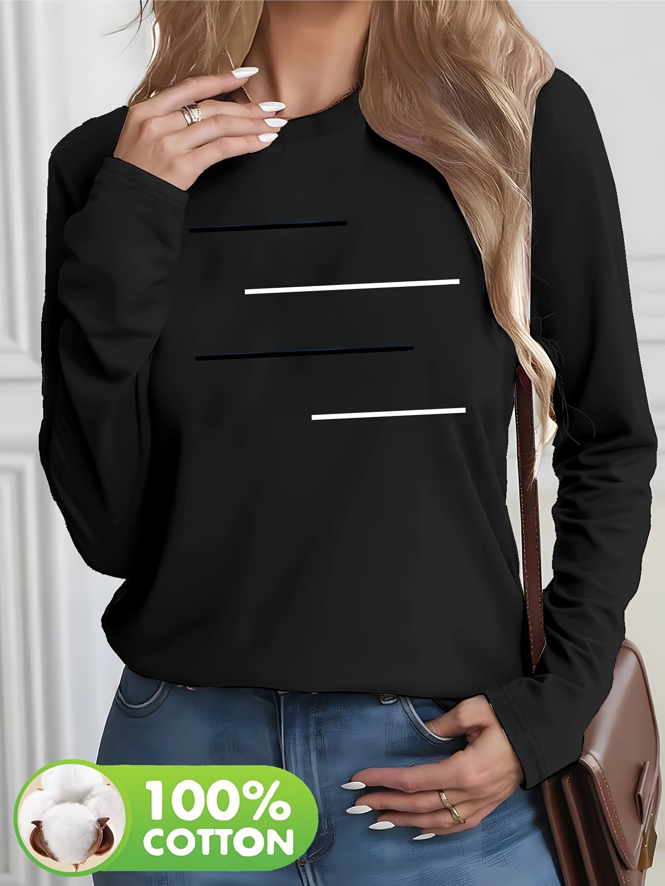Women's Olive Green Long Sleeve T-Shirt - Minimalist Elegant Top, Soft Everyday Shirt for Casual & Formal Outfits - NC-13210, Allseason Top, Modern Fashion, Durable Clothing, Basic Blouse, Office Wear