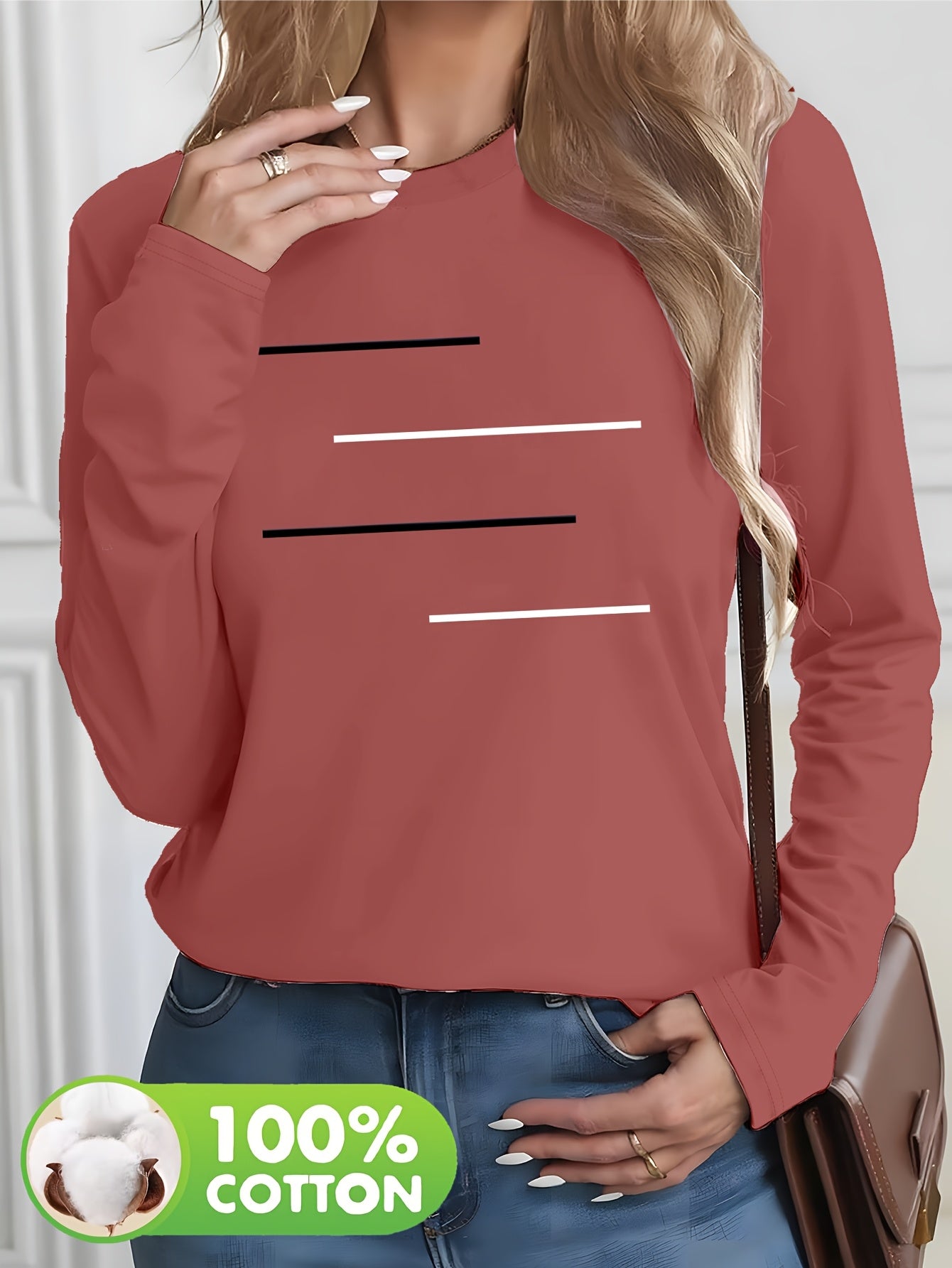 Women's Olive Green Long Sleeve T-Shirt - Minimalist Elegant Top, Soft Everyday Shirt for Casual & Formal Outfits - NC-13210, Allseason Top, Modern Fashion, Durable Clothing, Basic Blouse, Office Wear