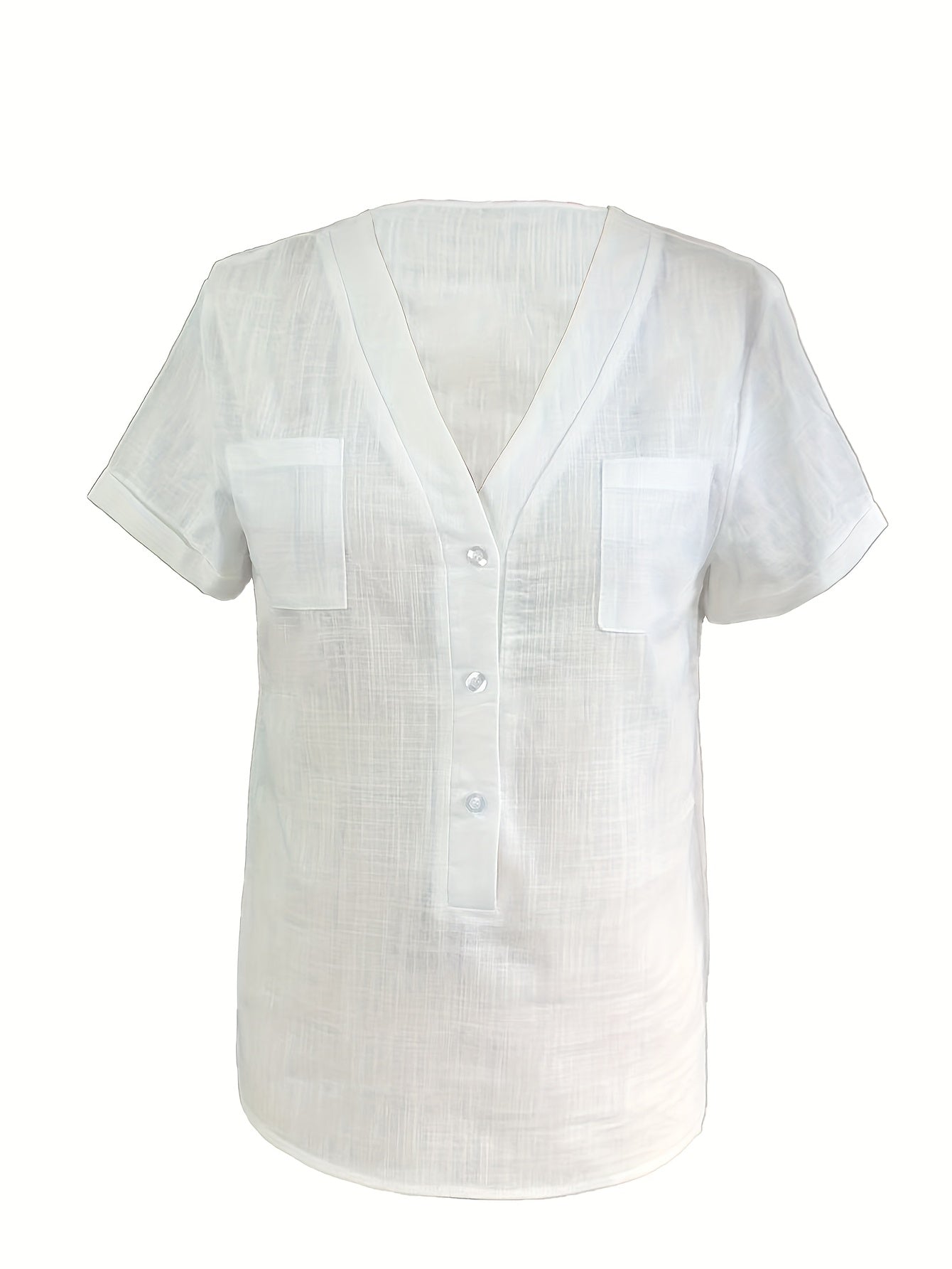 Women's Casual Blouse - Soft Pink Everyday shirt, Button-Front Placket, Non-Stretch Fabric for Office, Brunch, Lounge - Machine Washable All-Season Women's Blouse, Office Attire, Textured Fabric, Comfortable Wear, Versatile T