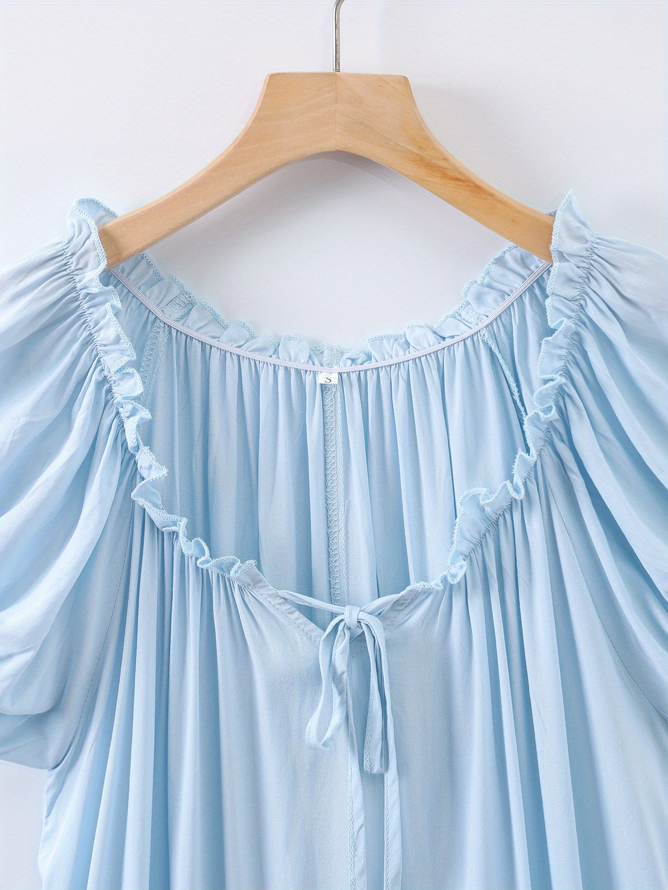 Romantic Lace Trim Princess Nightdress - Soft, Sweet, and Cute V-Neck Ruffle Hem Sleep Dress for Women - Comfortable, Breathable, and Relaxed Fit Sleepwear & Dresses for a Good Night's Sleep
