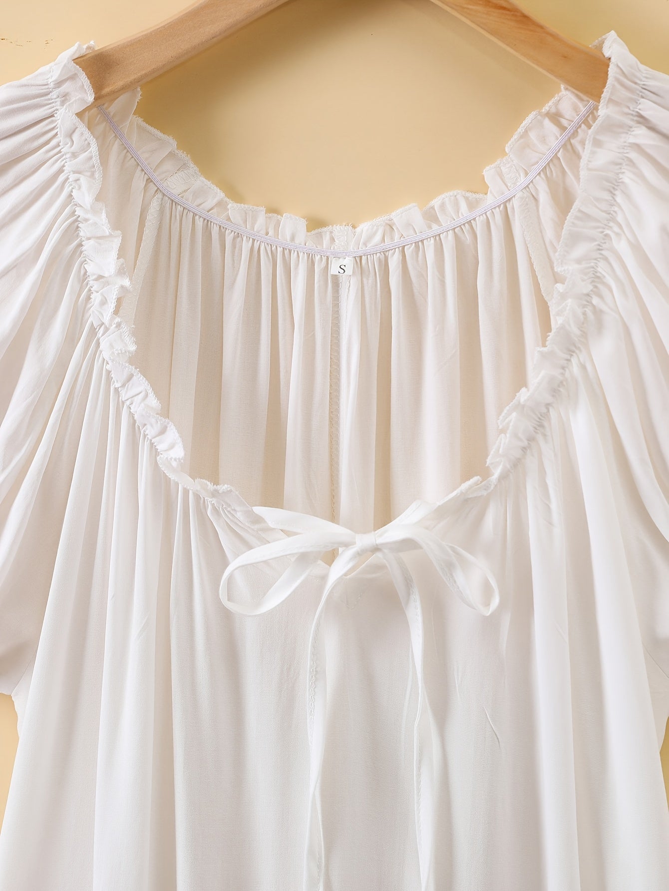 Romantic Lace Trim Princess Nightdress - Soft, Sweet, and Cute V-Neck Ruffle Hem Sleep Dress for Women - Comfortable, Breathable, and Relaxed Fit Sleepwear & Dresses for a Good Night's Sleep