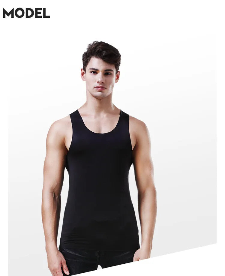 Men's Tank Tops Summer Men Vest Clothes Ice Silk Undershirt Male Solid Transparent O Neck Sleeveless Fitness Shirt Tee Tops Man