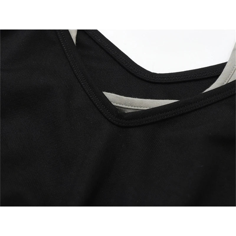 Woman Sweatshirt Hoodies Fashion Female Chic Loose Casual Streetwear Patchwork Ins Street Y2K Fake Two Pieces Hoodies Crop Top