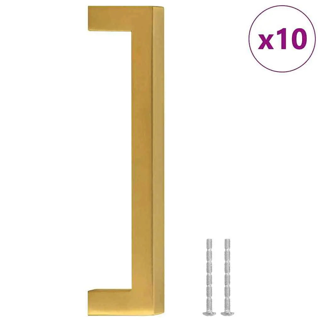 W2B VidaXL Standard Durable Cabinet Handle Set 10 Gold Stainless Steel 96mm 128mm for Closet Wardrobe Drawer Made Zinc Alloy Gym