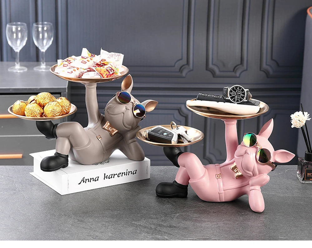 Bulldog Animal Figurines Cool Dog Statue Sculpture Living Study Room Bedroom Decor Home Interior Decoration Accessories