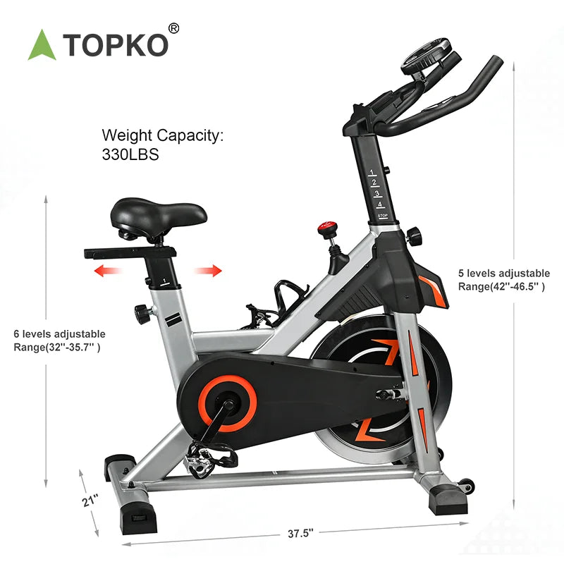 TOPKO US Warehouse Premium Gym Workout Spin Bike Magnetic Control Adjustable Spin Bike