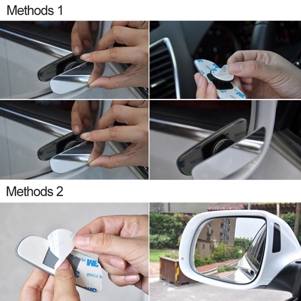 Car Mirror Frameless Car Auxiliary Blind Spot Mirror 360 Degree Wide Angle Parking Auto Rearview Adjustable Mirror Accessories