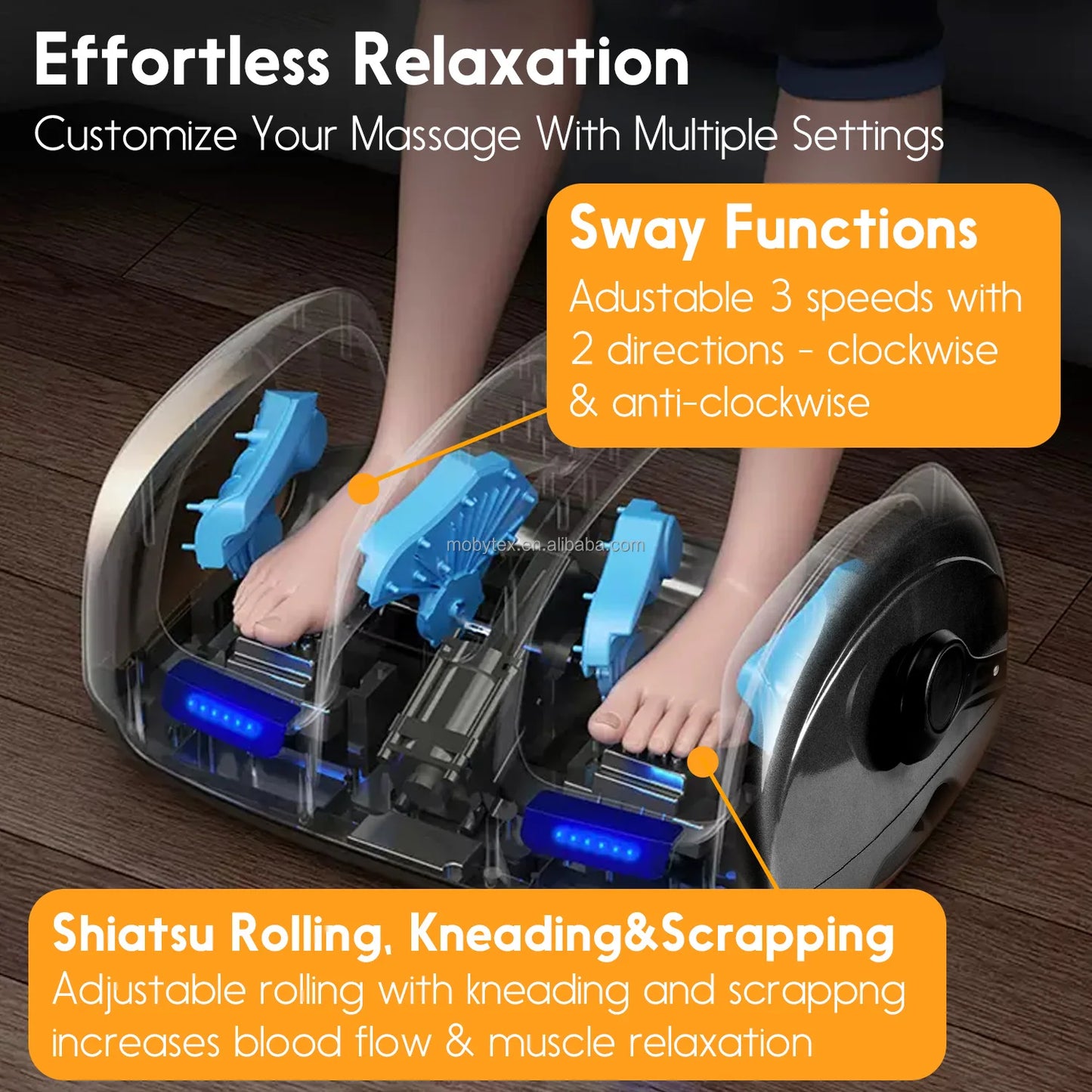 Electric Shiatsu Foot Massager Machine with Roller & Vibration Health Care Tool with Remote for Home Use