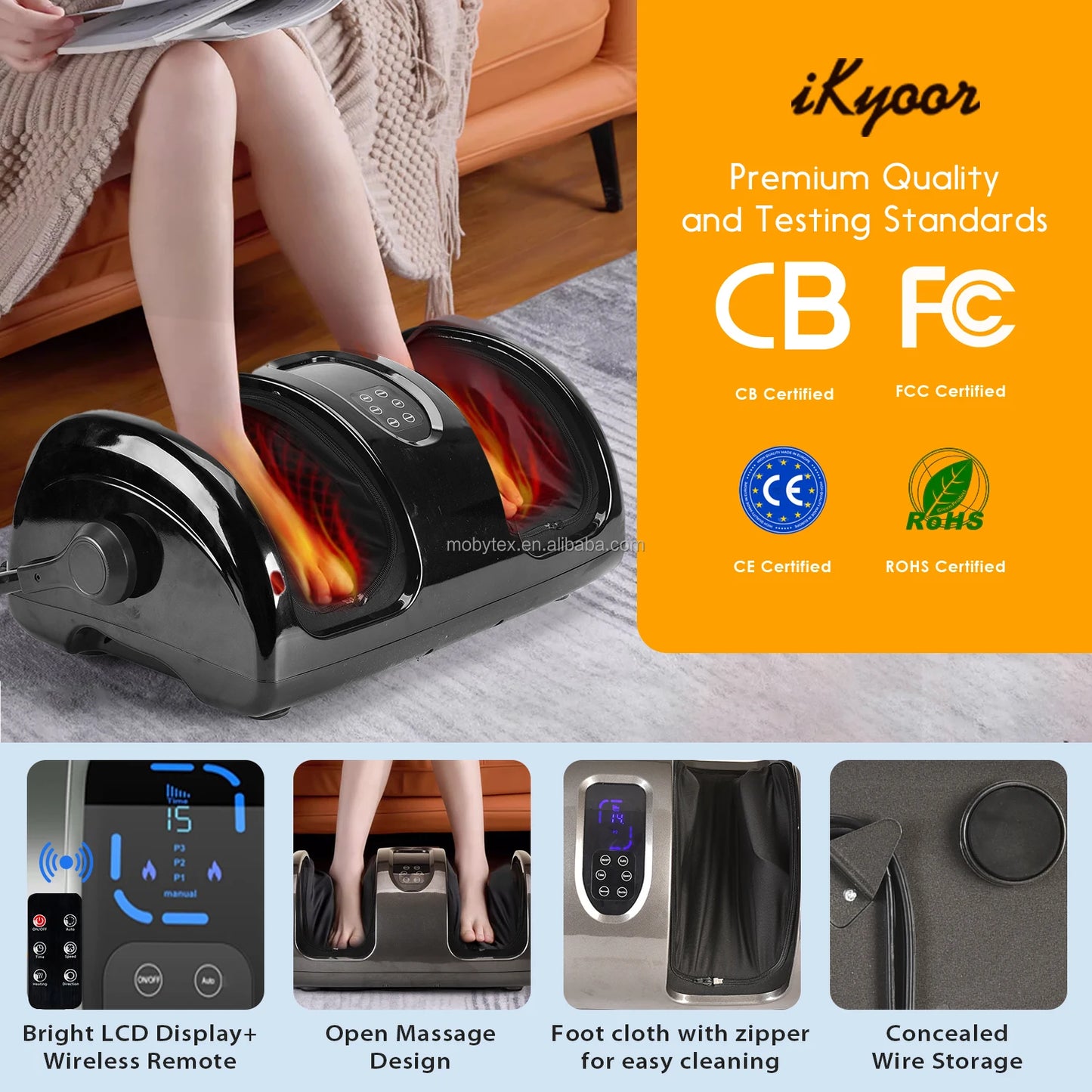 Electric Shiatsu Foot Massager Machine with Roller & Vibration Health Care Tool with Remote for Home Use