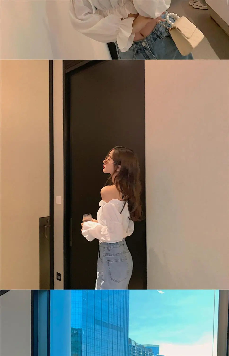 Elegant Off-Shoulder Puff Sleeve Blouse - White Ruffle Crop Top for Party & Club