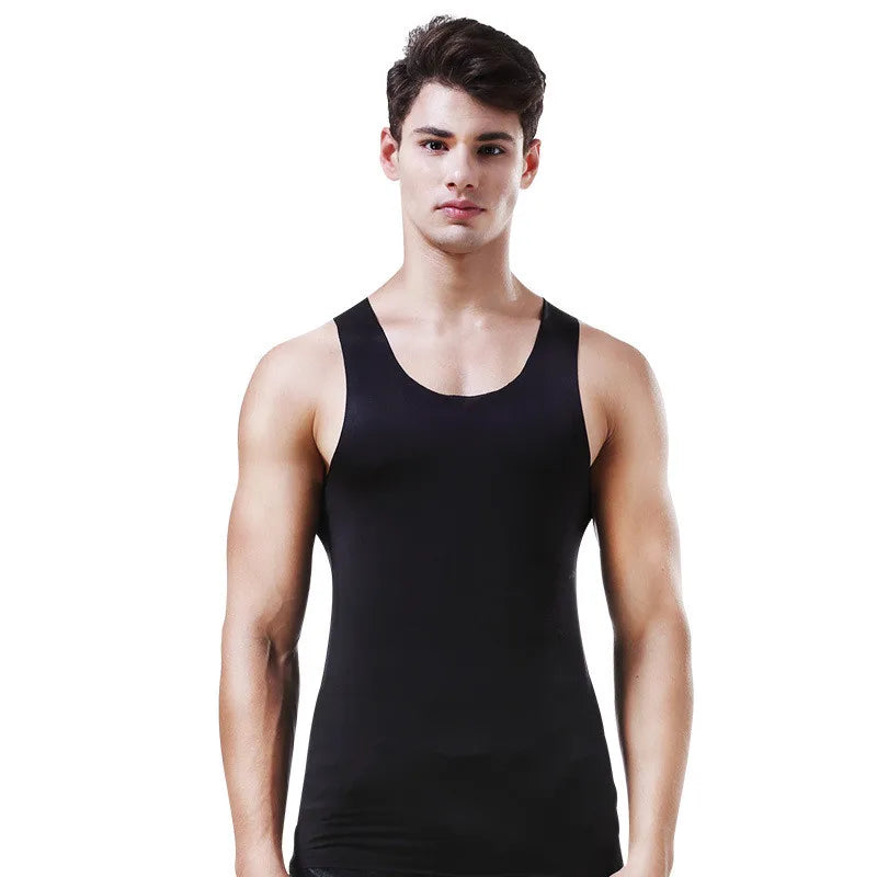 Men's Tank Tops Summer Men Vest Clothes Ice Silk Undershirt Male Solid Transparent O Neck Sleeveless Fitness Shirt Tee Tops Man