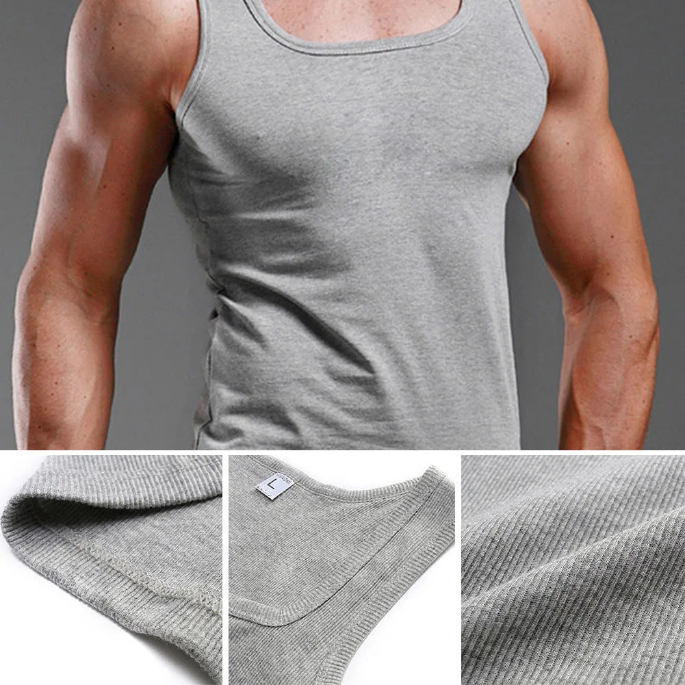 Men Sports Tank Tops Casual Tank Tops Summer Bodybuilding Sleeveless Vest Gym Fitness Slim Casual Undershirt simple Tank Tops