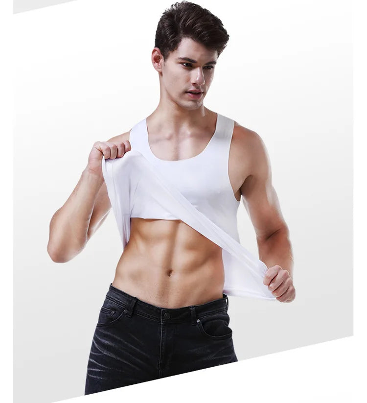Men's Tank Tops Summer Men Vest Clothes Ice Silk Undershirt Male Solid Transparent O Neck Sleeveless Fitness Shirt Tee Tops Man