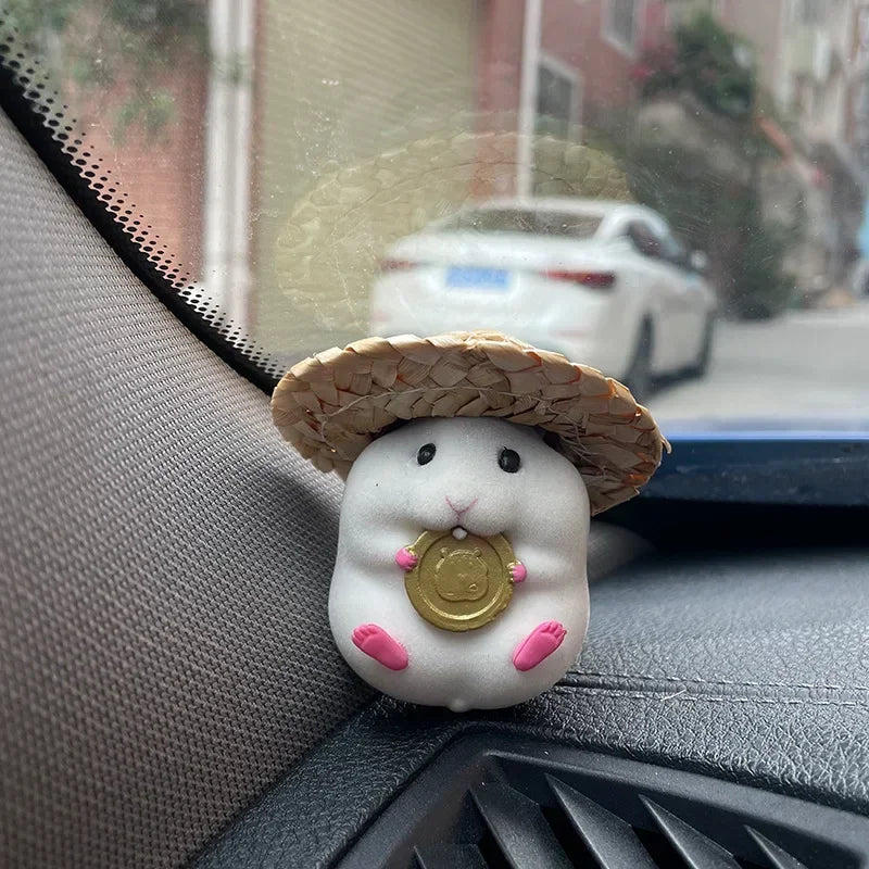 Home Decoration Cute Hatted Coin Hamster Luxury Home Decor For Car Interior Hanging Home Accessories Pendant desk decoration