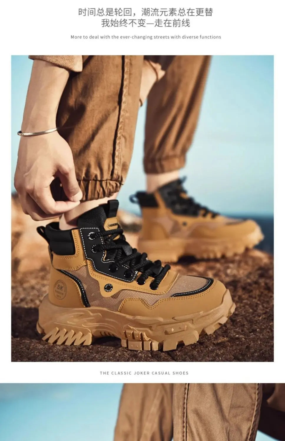 Mens Boots Leather Shoes Platform Boots for Men Outdoor Sneakers Motorcycle Ankle Boots Male Work Boot Casual Hiking Shoes