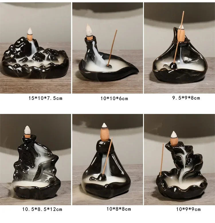 Free 20Pcs Incense cones Creative Home Decor Backflow Stick Incense Burner Ceramic Censer Home Decoration Use In Home Teahouse