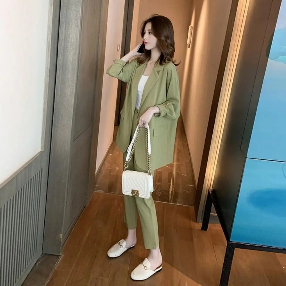 Suit Jacket Two Piece Sets for Women Formal Clothing Womens Blazer and Pants Suits Set 2 Elegant Pieces Office Wear Fall Outfits