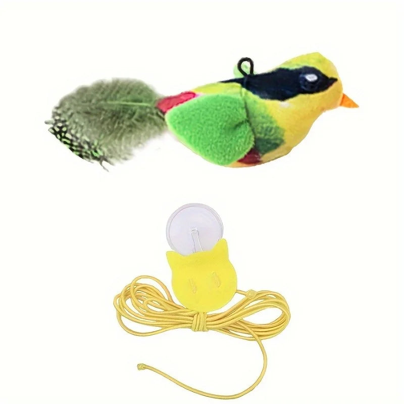 Automatic Chirping Cat Toy - Motion Activated with Catnip & Feathers, Chew-Proof Interactive Pet Game for Indoor Kittens