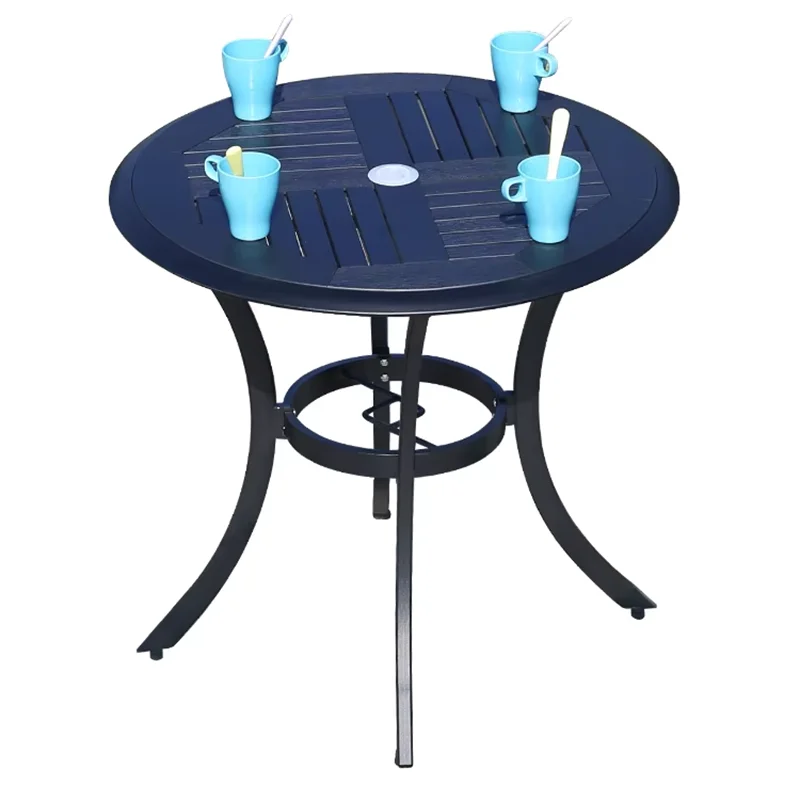 Outdoor Dining Table Modern Garden Table 80cm Wood-plastic Table Fashion Furniture Black Round Coffee Table