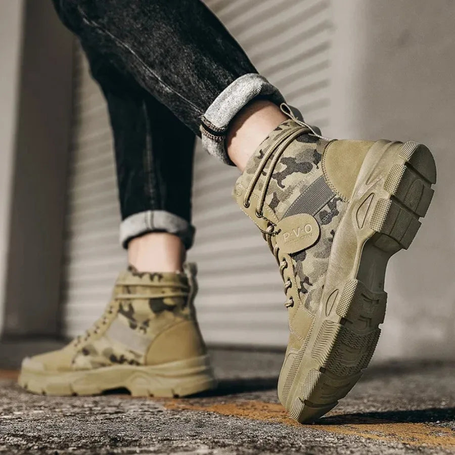 Military Boots for Men Autumn High Top Camouflage Desert Casual Flats Mens Boot Breathable Non Slip Work Shoes Zapatillas Hombre
