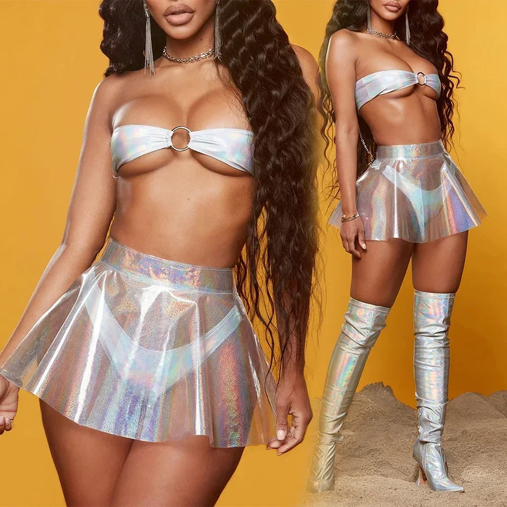 Skirts Women Mini Skirt 1 Piece Pleated Mini Skirts See Through Skirts Clubwear Transparent PVC 100% Brand New