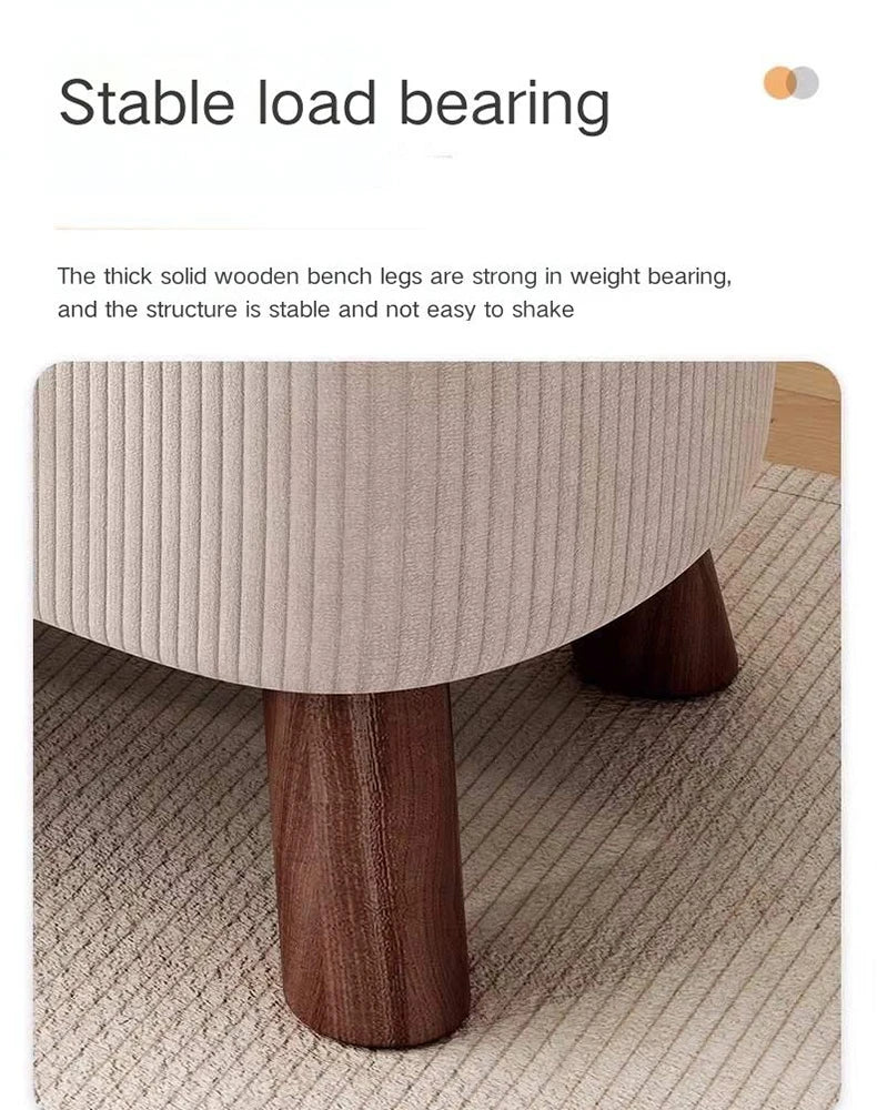 Household Stool Footstool Wood Material Living Room Furniture Wooden Frame Fabric