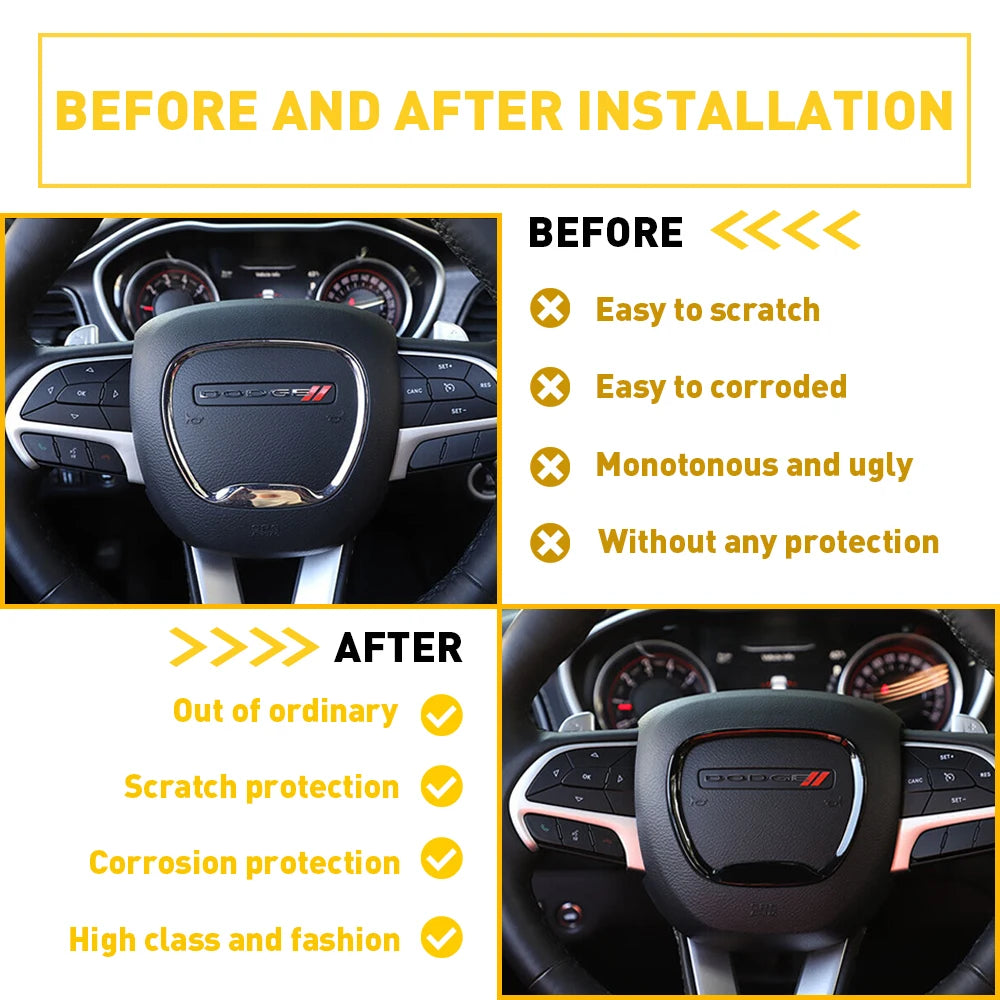 For Dodge Charger Challenger Durango 2015 2016 2017 2018 2019 2021 2022 Accessories Car Steering Wheel Frame Trim Cover