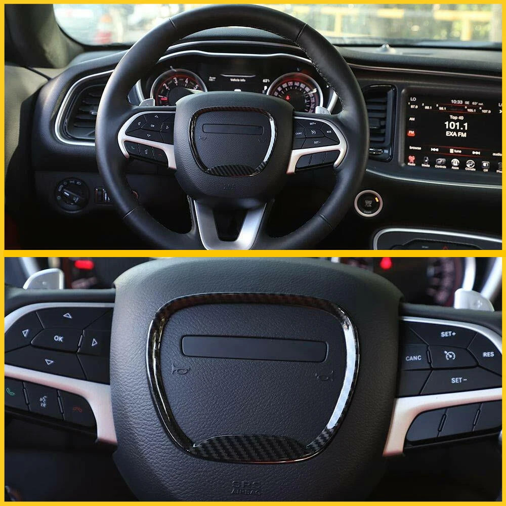 For Dodge Charger Challenger Durango 2015 2016 2017 2018 2019 2021 2022 Accessories Car Steering Wheel Frame Trim Cover