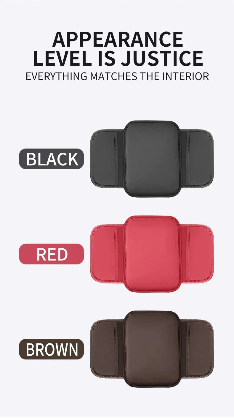 Car Center Console Protector Cover Upgraded Armrest Box Cushion Arm Rest Mat with Side Storage Pocket PU Leather Car Accessories