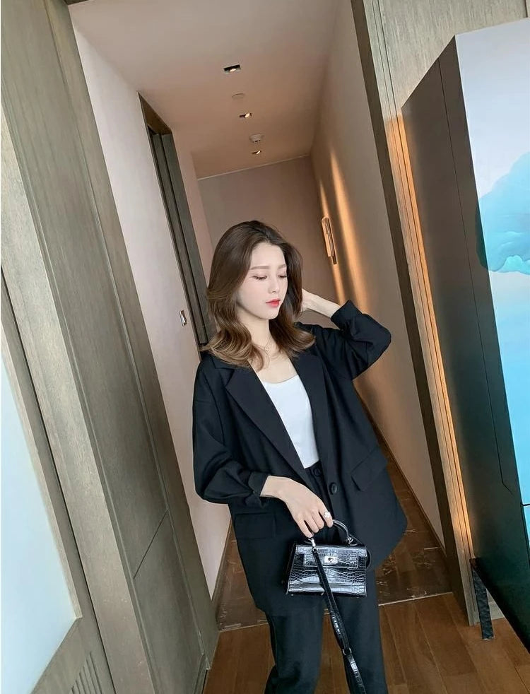 Suit Jacket Two Piece Sets for Women Formal Clothing Womens Blazer and Pants Suits Set 2 Elegant Pieces Office Wear Fall Outfits