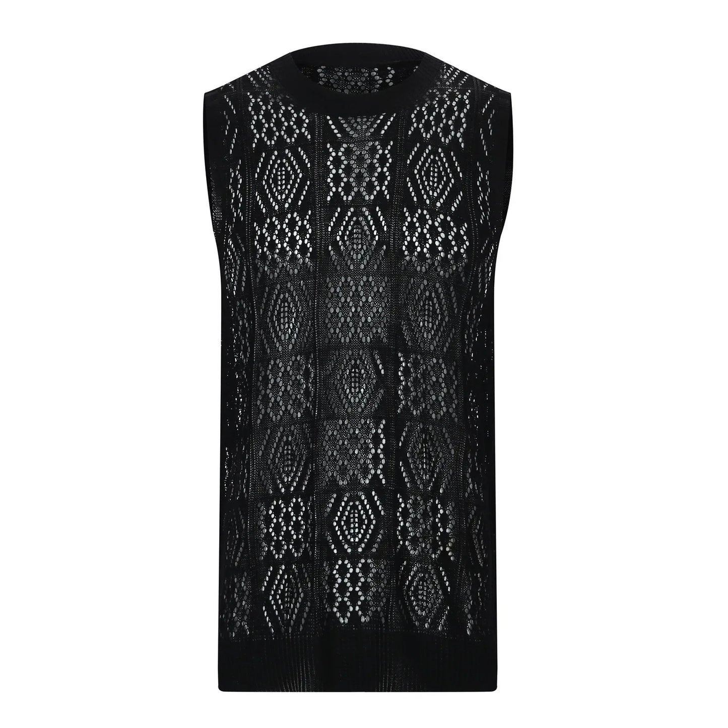 Beach Tops For Men Men'S Knitted Hollowed Out Vest Crew Neck Sleeveless Male Clothes With Designs Camiseta Sin Mangas Hombre