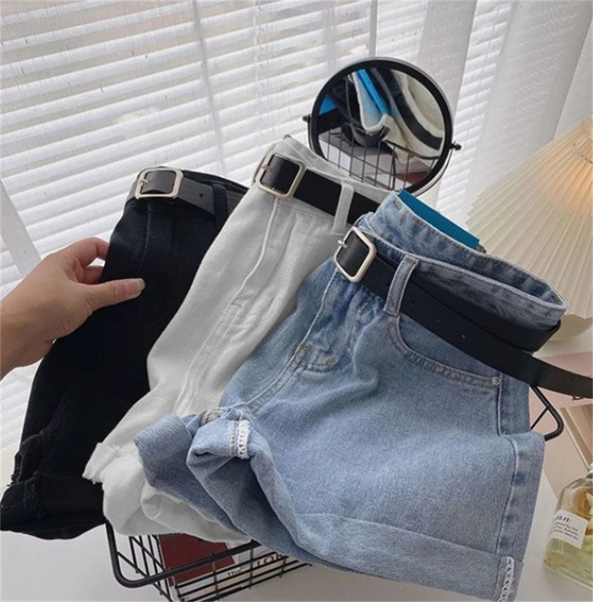 Women High Waist Denim Shorts Sexy Girl Spring Summer New In Short Jeans Wide Leg A Line Y2K Hot Pants Cowboy Casual Streetwear