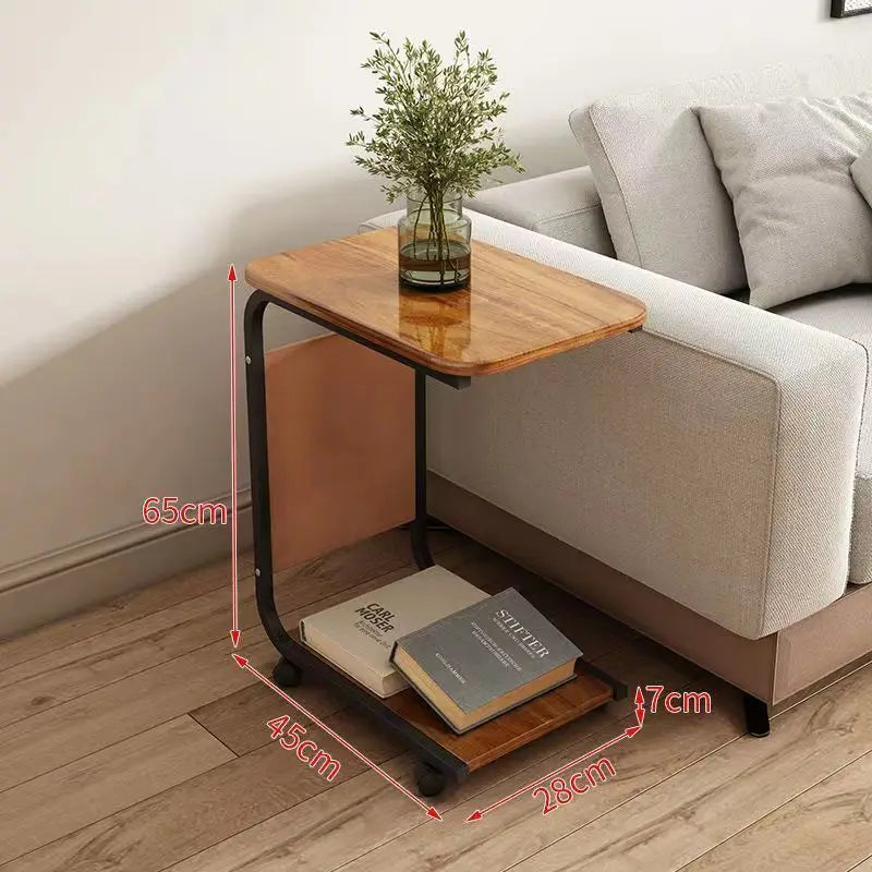 Household Small Coffee Table Bedroom Simple Storage Rack Portable Bedside Trolley Living Room Moveable C-shaped Sofa Side Table