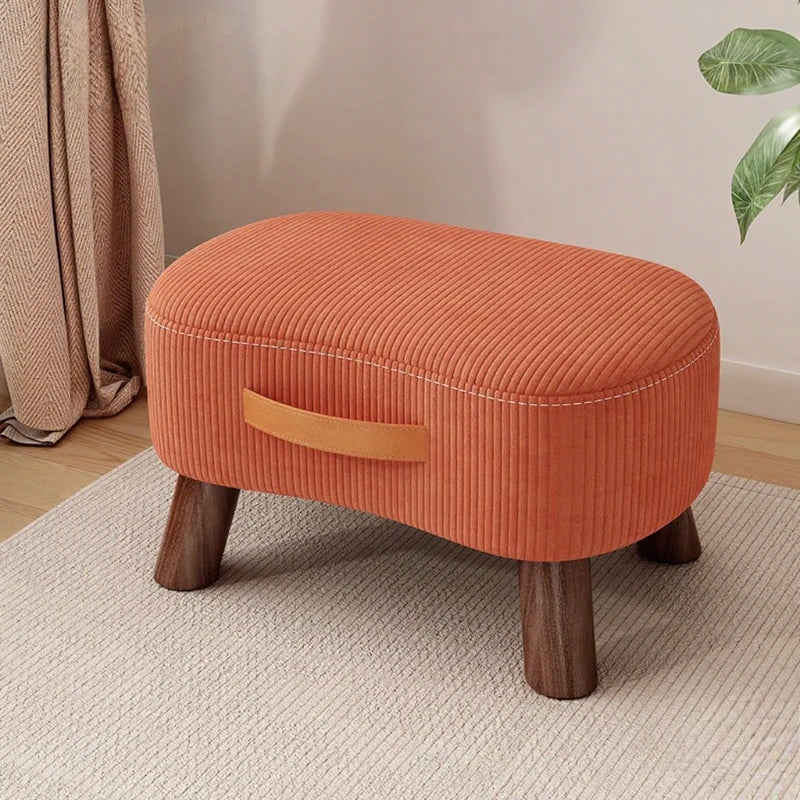 Household Stool Footstool Wood Material Living Room Furniture Wooden Frame Fabric